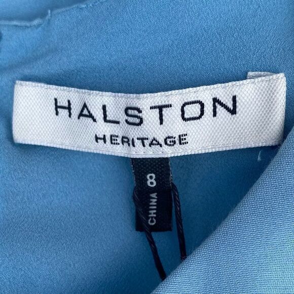 NWT New Halston Heritage Tiffany Blue Sleeveless Cutout Pleated Dress. 8 - Picture 3 of 5